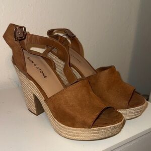 Sun + Stone Women's Brown Wedge Sandals